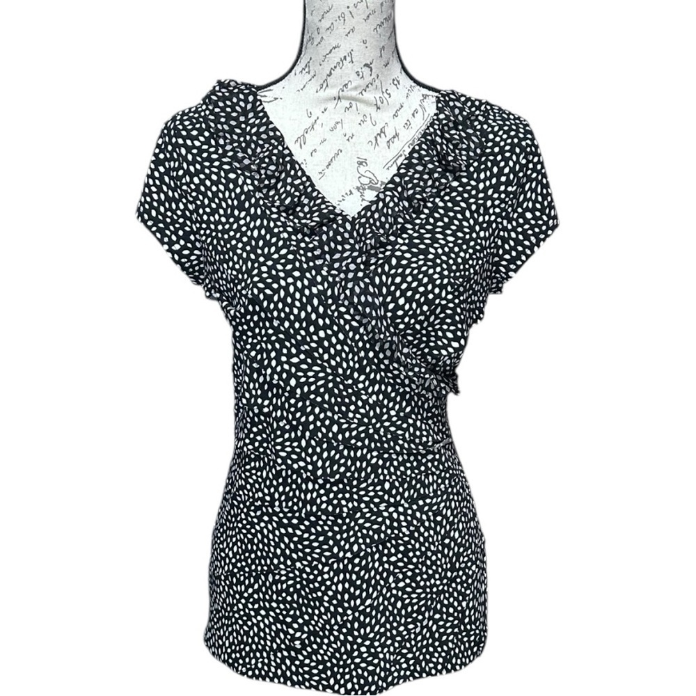 WHBM Black and White Shapewear Bandage Style Blouse Size Small NWT